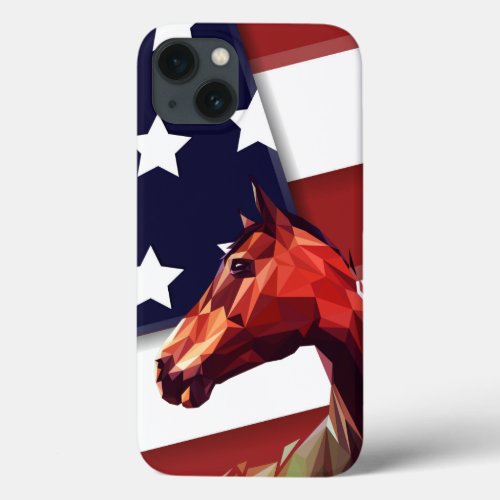 Patriotic American Flag and Horse iPhone 13 Case