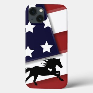 Patriotic American Flag and Silhouette Horse Case-Mate iPhone Case