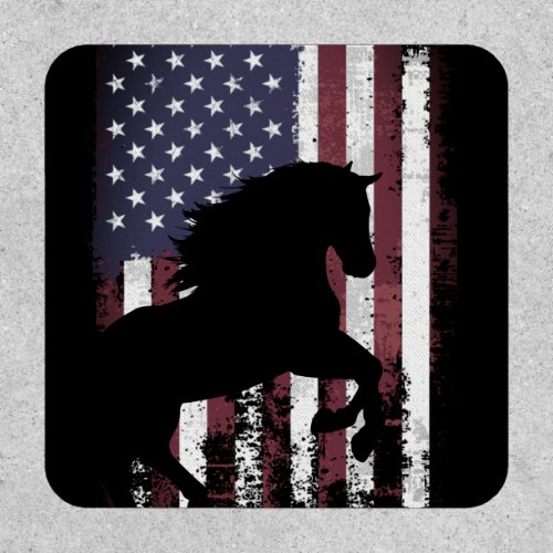 Patriotic American Flag and Silhouette Horse Patch