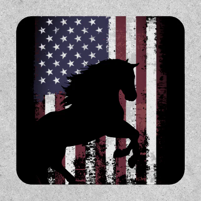 Patriotic American Flag and Silhouette Horse Patch | Zazzle