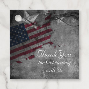 Patriotic American Flag and Stars Wedding Favor Tags