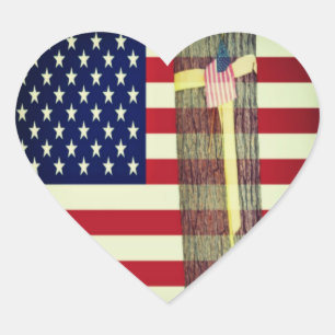 Patriotic American Flag and Yellow Ribbon Sticker