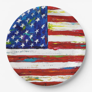Patriotic American Flag Art Paper Plates