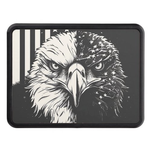 Patriotic American flag Bald Eagle hitch cover