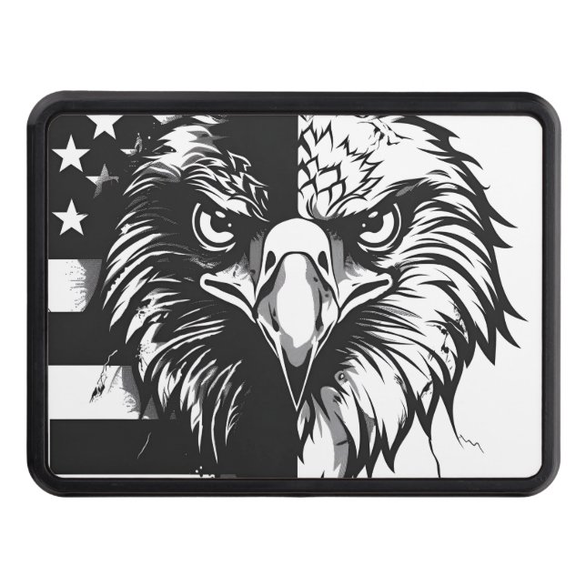 Patriotic American flag Bald Eagle hitch cover (Front)