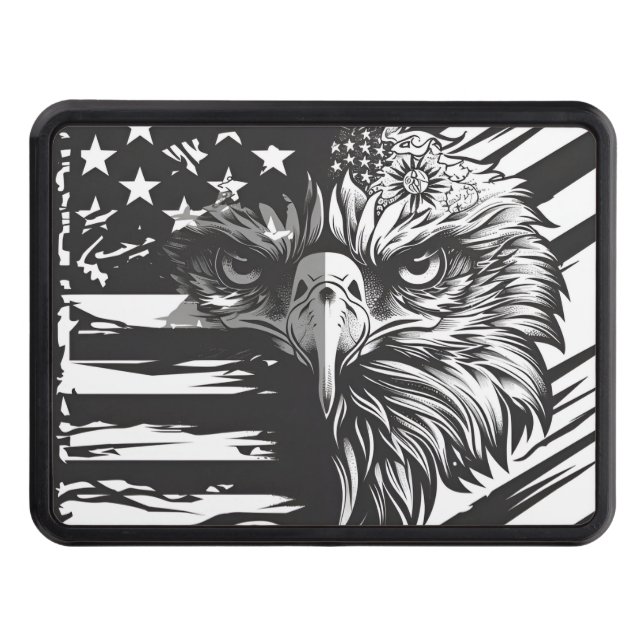 Patriotic American flag Bald Eagle  Hitch Cover (Front)