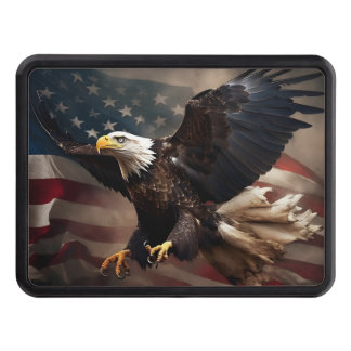 Patriotic American flag bald eagle Hitch Cover 