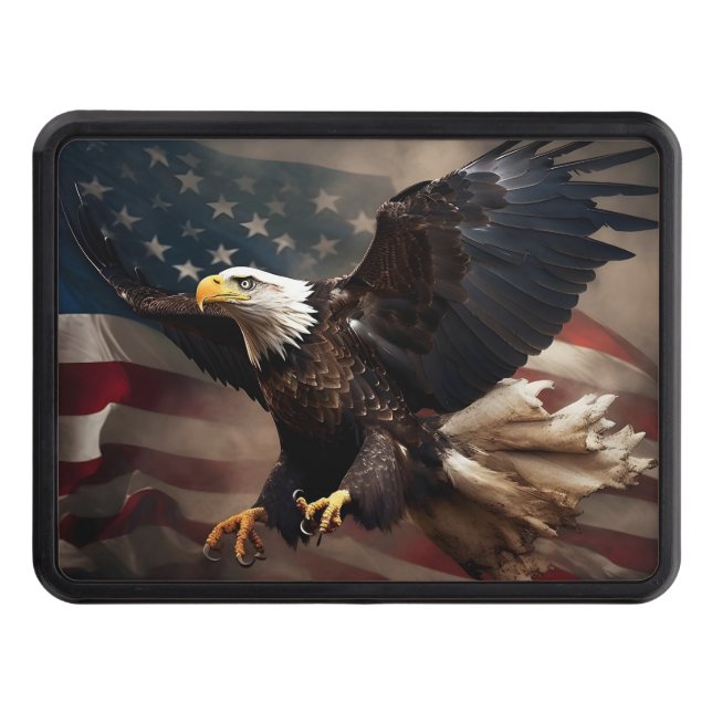 Patriotic American flag bald eagle Hitch Cover  (Front)