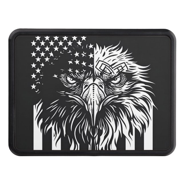 Patriotic American flag Bald Eagle  Hitch Cover (Front)