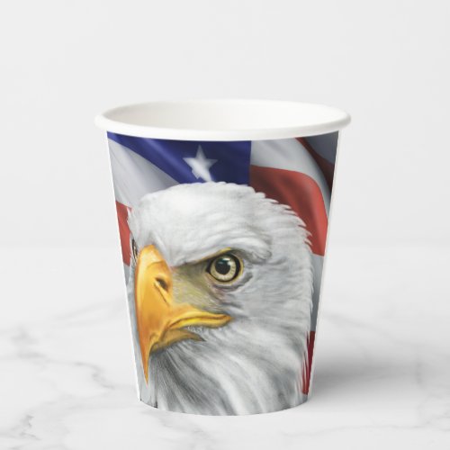 Patriotic American Flag Bald Eagle Paper Cups
