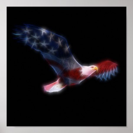 Patriotic American Flag Bald Eagle Poster
