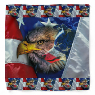 Patriotic American Flag Bald Eagle Wolf Bandana