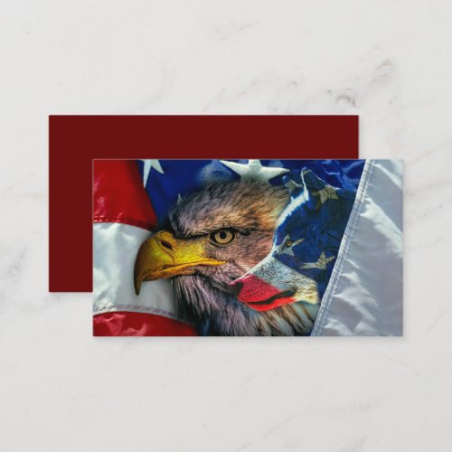 Patriotic American Flag Bald Eagle Wolf Business Card