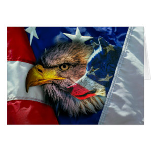 Patriotic American Flag Bald Eagle Wolf Cards
