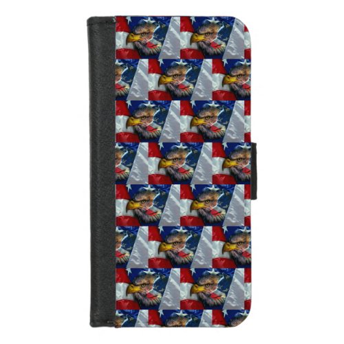 Patriotic American Flag Bald Eagle Wolf iPhone 87 Wallet Case
