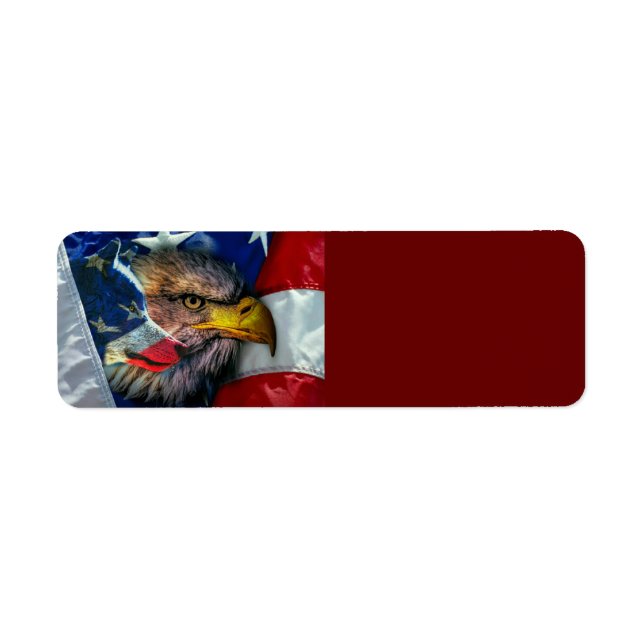 Patriotic American Flag Bald Eagle Wolf Label (Front)