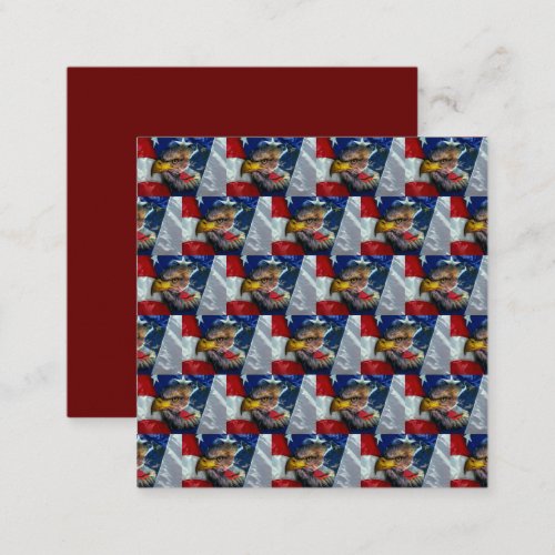 Patriotic American Flag Bald Eagle Wolf Note Card