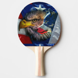 Patriotic American Flag Bald Eagle Wolf Ping Pong Paddle