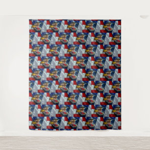 Patriotic American Flag Bald Eagle Wolf Tapestry
