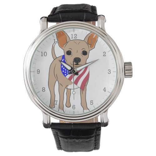 Patriotic American Flag Bandana Chihuahua Watch