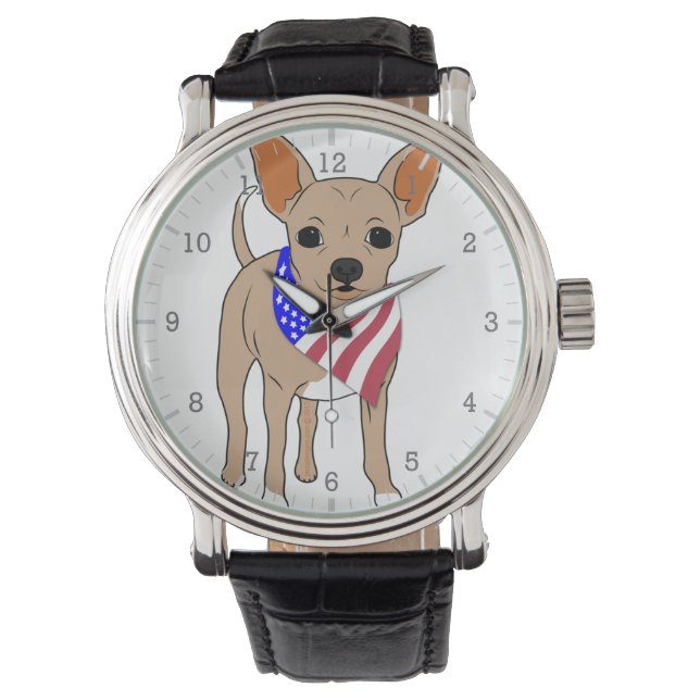 Patriotic American Flag Bandana Chihuahua Watch (Front)