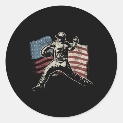 Patriotic American Flag Baseball Baseball Classic Round Sticker