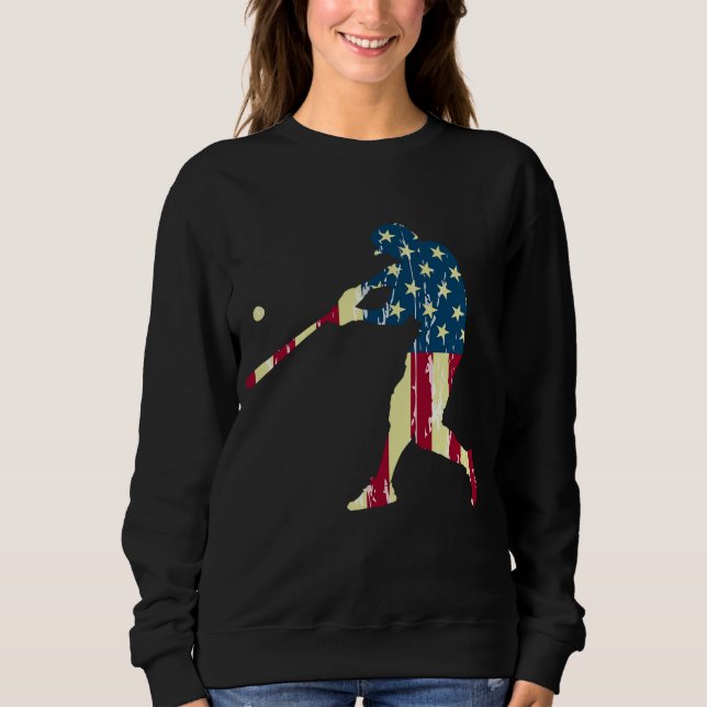 Patriotic American Flag Baseball Baseball  Sweatshirt (Front)