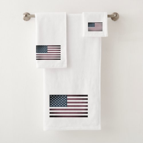 Patriotic American flag bath towel set made in USA