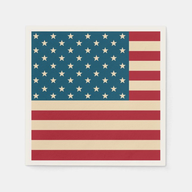 Patriotic American Flag BBQ July 4th Napkins  (Front)