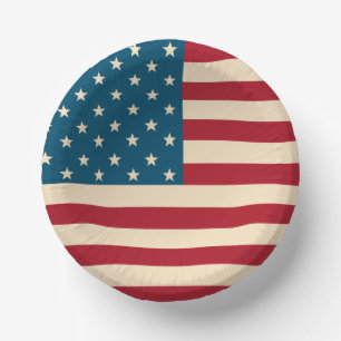 Patriotic American Flag BBQ July 4th Paper Bowls