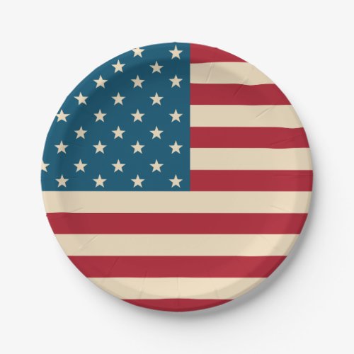 Patriotic American Flag BBQ July 4th Paper Plates