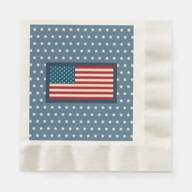 Patriotic American Flag BBQ July 4th Picnic Napkins (Front)