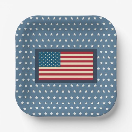 Patriotic American Flag BBQ July 4th Picnic Paper Plates