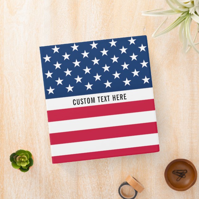 Patriotic American Flag Binder Personalized Text (In Situ)