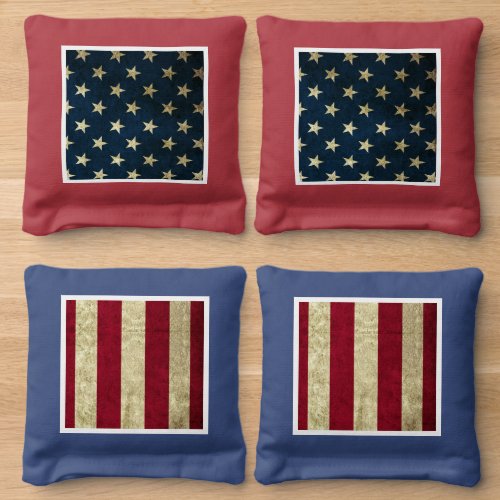 Patriotic American Flag Blue Red Stars And Stripes Cornhole Bags
