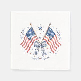 Patriotic American Flag Bow Cocktail Napkns Napkins