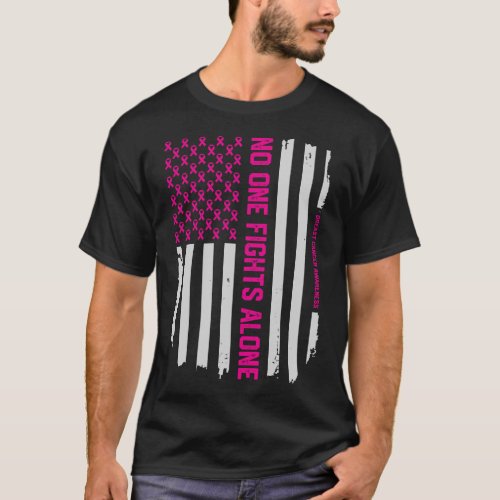 Patriotic American Flag Breast Cancer Awareness T_Shirt
