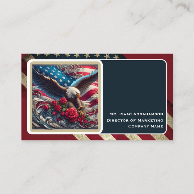 Patriotic American Flag Business Card (Front)