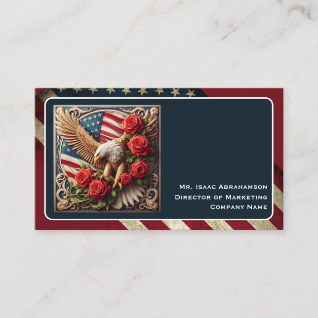 Patriotic American Flag Business Card (Front)