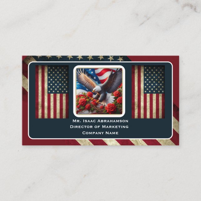 Patriotic American Flag Business Card (Front)