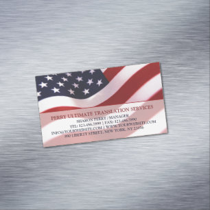 Patriotic American Flag Business Card Magnet