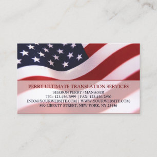 Patriotic American Flag Business Card Template 