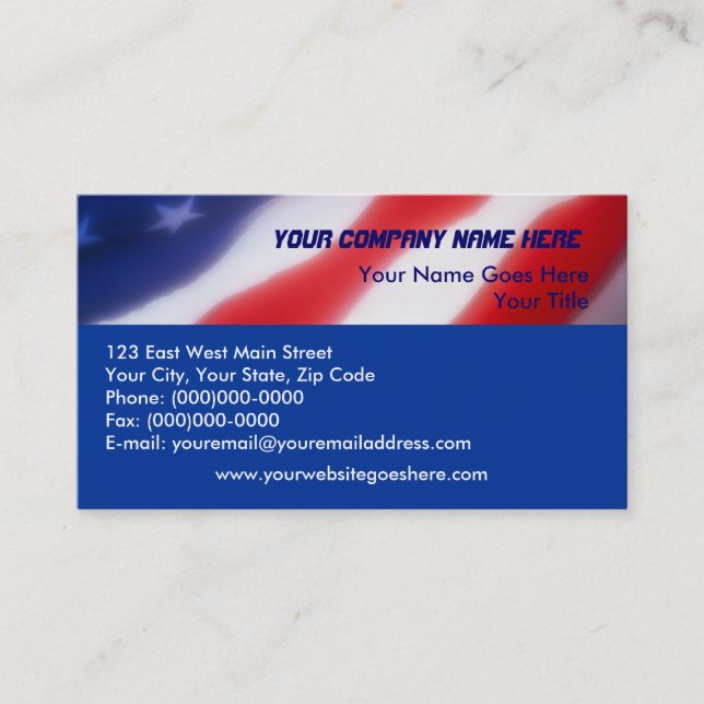 Patriotic American Flag Business Cards (Front)