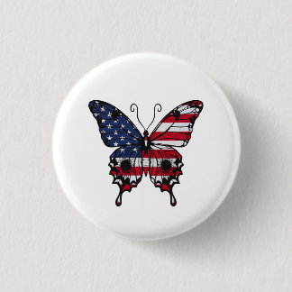 Patriotic American Flag Butterfly Button