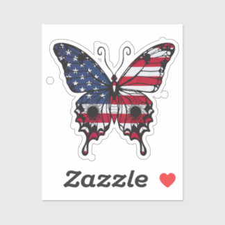 Patriotic American Flag Butterfly Sticker