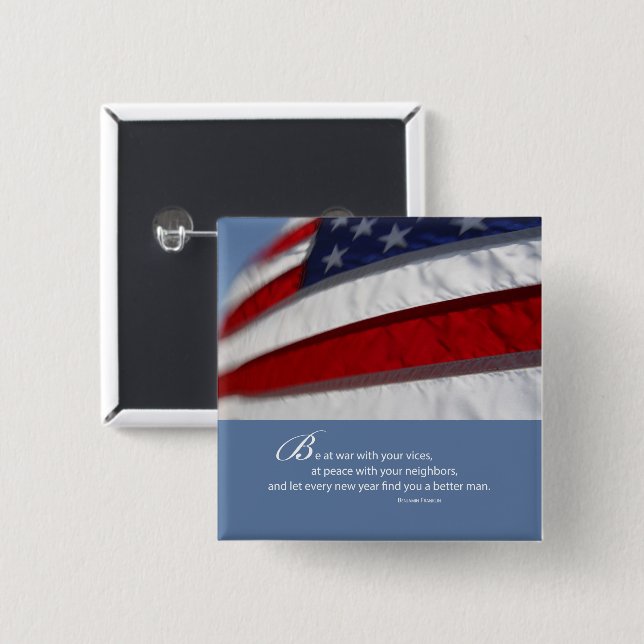 Patriotic, American Flag Button (Front & Back)