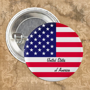 Patriotic American Flag button, USA, United States Button