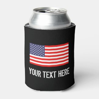 Patriotic American flag can cooler | Personalize