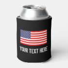 Patriotic American Flag Can Cooler | Personalize | Zazzle