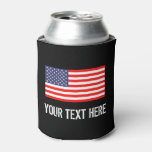 Patriotic American Flag Can Cooler | Personalize at Zazzle